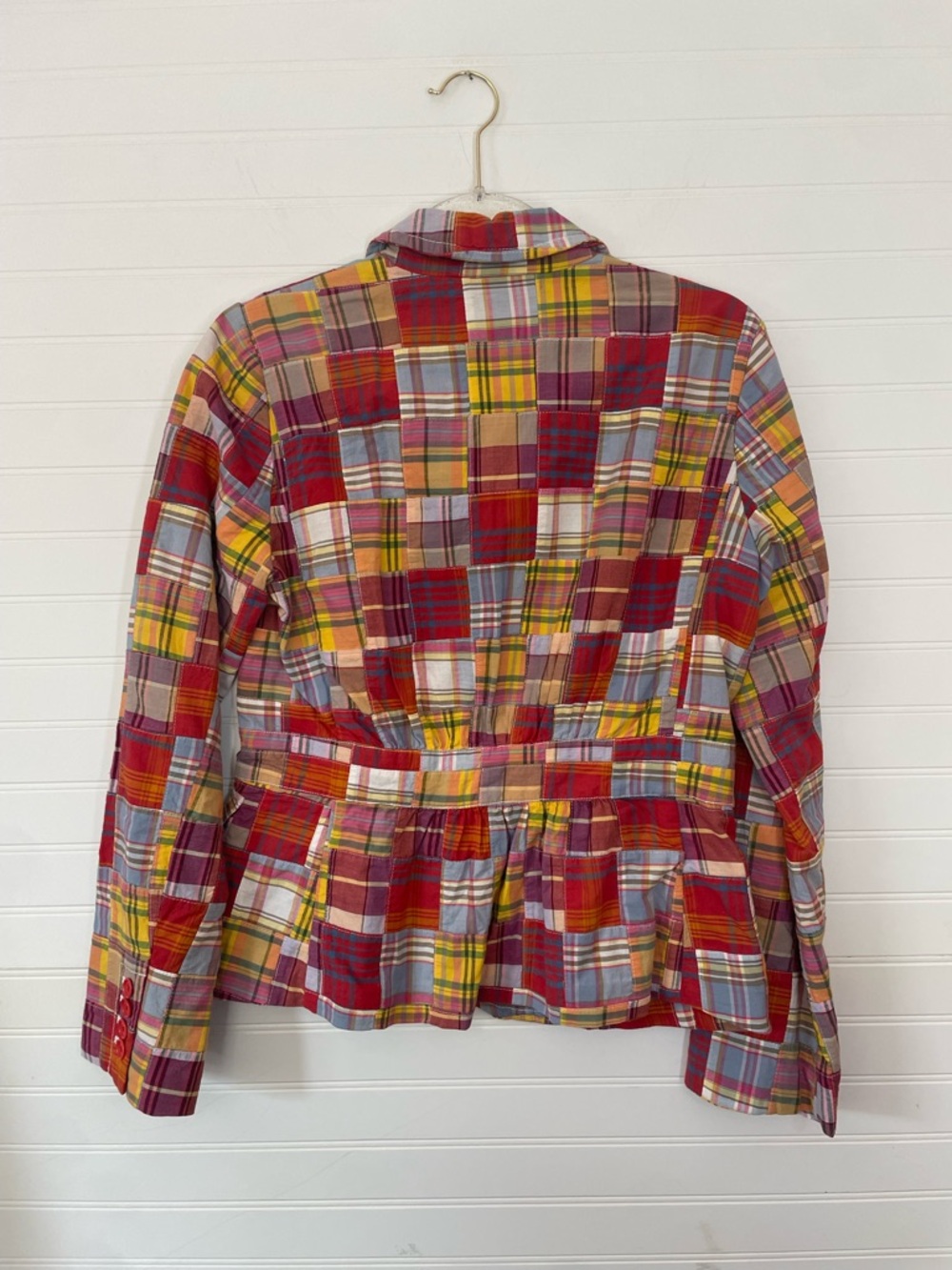 J.Crew Madras Multicolor Plaid Patch Jacket Blazer NEW Size 6 Cotton Preppy - Picture 6 of 7